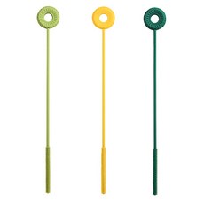 藍桶矽膠吸管清潔刷吸管刷 3 件套, 1套, 深綠/淺綠/黃色