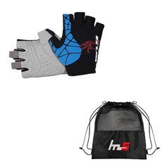 NAYA STYLE 自行車半指手套 2入 + 專用收納袋組 CYYP-51-2PU, 藍色(手套)