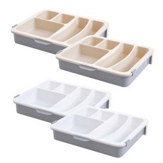 塑料 2 抽屜組織者壁櫥組織者辦公桌組織者象牙色 2p + 白色 2p 套組, 1套