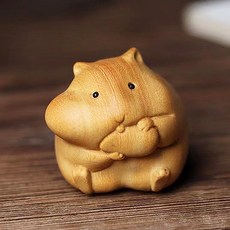 Homeflow 呆萌感爆棚 可愛倉鼠原木裝飾品 大口吃東西的倉鼠寶寶, 單一顏色