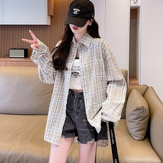 어썸풀 여성용 쿠키 체크 셔츠 A24FST071827