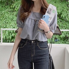 Goodif 女款方領短袖雪紡衫