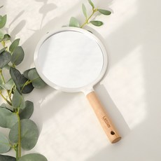 WESSEN 經典木柄手持圓鏡, 白色