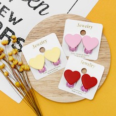 女孩童愛心夾式耳環3件組