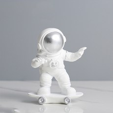 makeme 太空人桌面擺飾, 滑板太空人 銀色