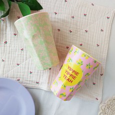 rice 幼兒印花長杯2入組 480ml, 1組, Light Green Flower+Yippie Yippie Yeah