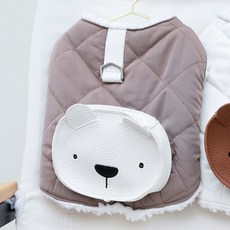 파스텔펫 반려동물 곰돌이 도톰누빔 벨크로 조끼, 브라운, 1개