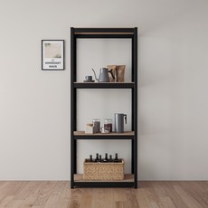 홈던트하우스 국내 제조 무볼트 철제 선반, 블랙, 4단