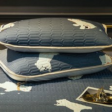 Potegar 白色小熊乳膠枕頭 2入, 綠色, 2個