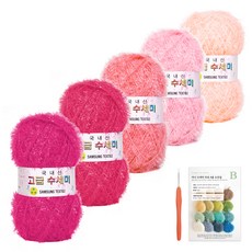 yarna 고급 수세미 80g x 5종 + B 인쇄 도안 8종 세트, 1세트, Y4.체리블라썸