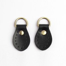 brandyarn 圓形皮革D形環連接扣, 黑色, 2個