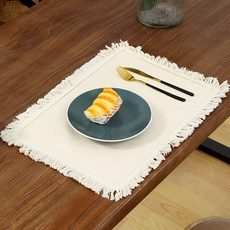 소유공간 패브릭 심플 클린 테이블 매트, 크림, 1개, 45 x 30 cm