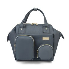 不平衡多口袋單肩包, 灰色