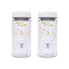 印花水瓶 2入, 混色, 350ml