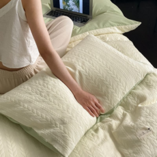 무아컴퍼니 리프 패턴 솔리드컬러 베게커버