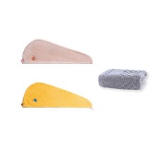 柔軟髮巾 SG01 2款 + 洗臉巾套組, 類型5, 1套