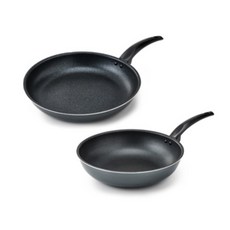 QUEEN SENSE 電磁爐適用大理石不沾平底鍋, 海軍藍色, 煎鍋 30cm+炒鍋 30cm, 1組