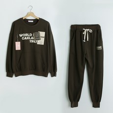 pinksisly 女款橡樹復古貼布運動上下套裝