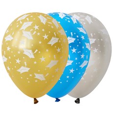 Sempertex 畢業祝賀氣球12入組, 珠光金, 珠光藍, 珠光銀, 1套