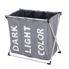 分離式2格洗衣洗衣籃 D_RD_317, 灰色的, 1個