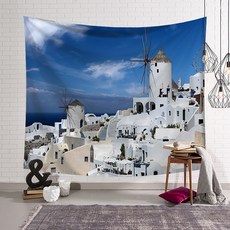 MA 외국 감성 배경 태피스트리, 산토리니