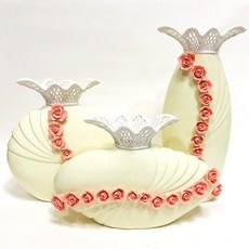 玫瑰金花花瓶3件組 1449, 象牙白