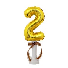 팡派對 81cm 數字氣球 + 支架 + 緞帶 金色 套組, 1套