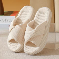 Theia 四季情侶款燈芯絨室內拖鞋, 米色, 1個