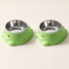 daysoy 寵物恐龍設計餐具 ONE SIZE, 05 綠色不鏽鋼, 2個