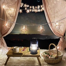 EPLYN 玫瑰金金屬露營車宿野餐LED燈串 20燈 3m, 星星, 1個