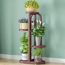 가드닝 철제 화분진열대, 브라운, 4단