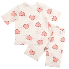 Maykids 孩童愛心提花短袖T恤7分褲套裝