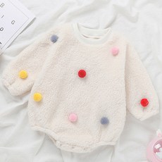 JOY MULTI 彩色球刷毛長袖包屁衣