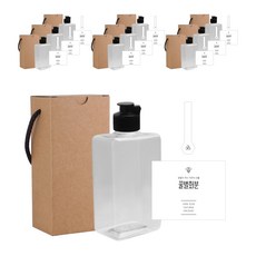 豐滿扁平蜂蜜瓶PET 300ml+凸黑色瓶蓋+簡約蜂花粉L貼紙套組, 10組