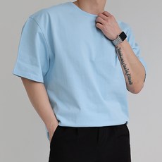 디스페로 남성용 통기성 완벽 박음질 오버핏 빅사이즈 무지 라운드 반팔 티셔츠