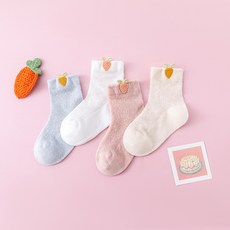 Hararoi 嬰幼兒胡蘿蔔網眼襪4件組