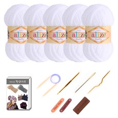 마마니트 소프티 베이비실 5볼 목도리 DIY 세트, 1세트, 화이트