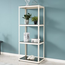 Tres Belle 陰影玻璃角鋼層架, 象牙白, 4層