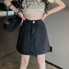 Goodif 女款透氣南瓜高腰A字牛仔裙