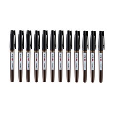 Lineplus 書法代筆軟毛筆 棕色筆身 3mm, 黑色, 12個