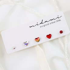 MIDAMI 簡約造型愛心穿刺耳環5件組