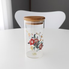 두리가온 자개 내열유리 양념통 2호 동백꽃, 340ml, 1개