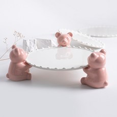 小熊蛋糕架底座 水滴2號 + 小熊3入組, 1套, 粉紅色