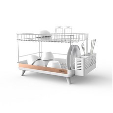CS Living Tully Meta 雙層碗盤瀝水架, 白色, 1個