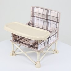 Hoo 후부스터 클래식 아기 의자 식탁 휴대용 접이식, Brown Pattern