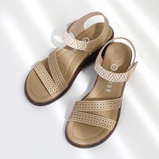 J SHOE 女性牛皮 Hito 厚底魔鬼氈繫帶涼鞋 6cm, 米色, 235