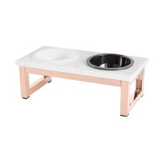 King jessi 寵物餐桌 玫瑰金鏡面框架 Ariston 陶瓷餐具 JS-A 2件組, 1套, 白色, 黑色