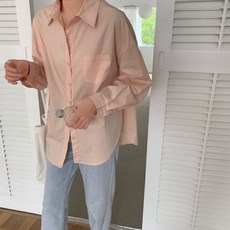 하이어리 여성용 오버핏 남방 블라우스