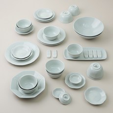 YOON CERAMICS 韓國製 清雅 6人份 家庭餐具組 37件, 單一顏色, 清雅 37件, 1套