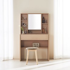 파로마 에일리 수납 화장대 800 + 원목쿠션스툴 방문설치, 오크 + 트위트브라운